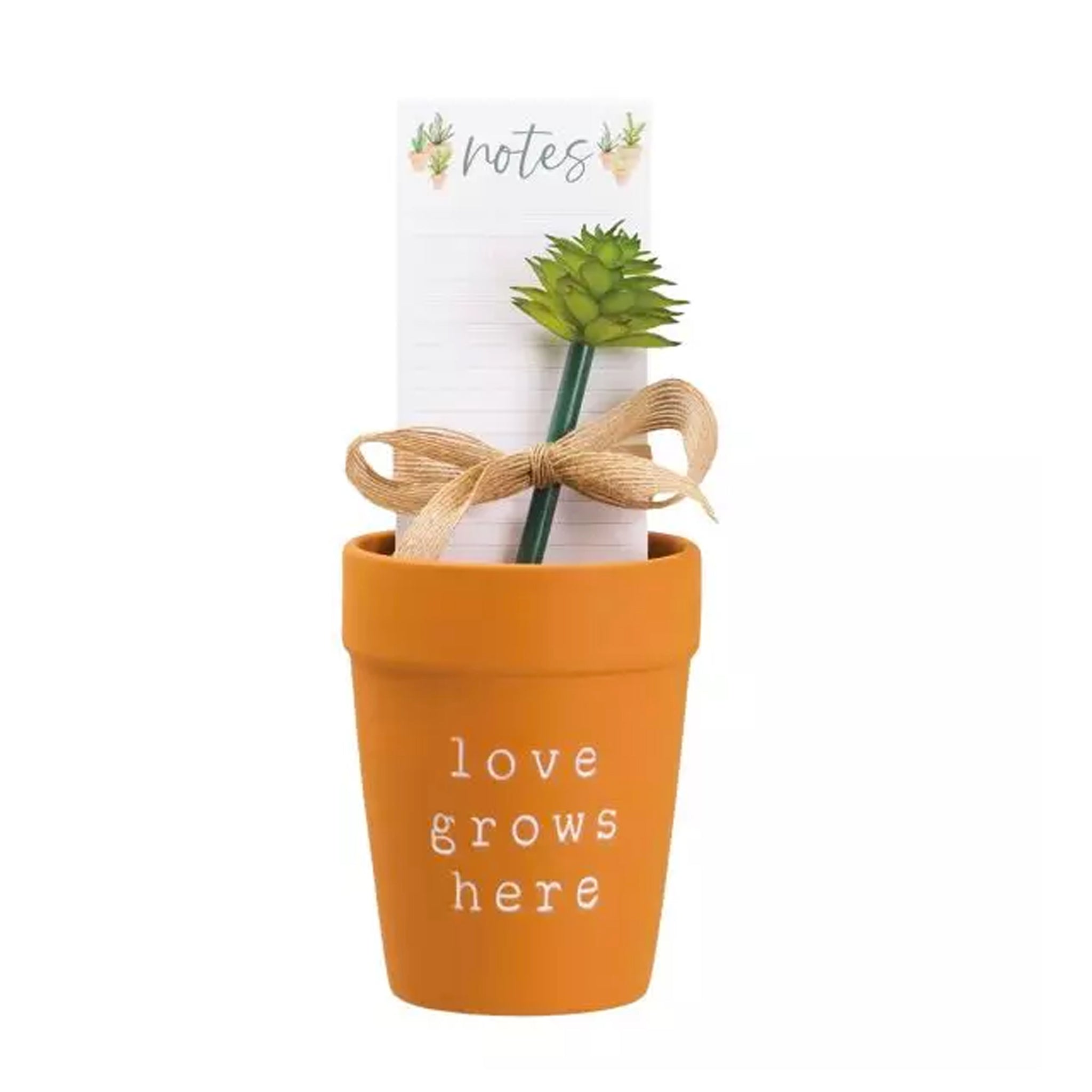 Planter With Pad & Pen Set - Love Grows Here - Benzie Gifts