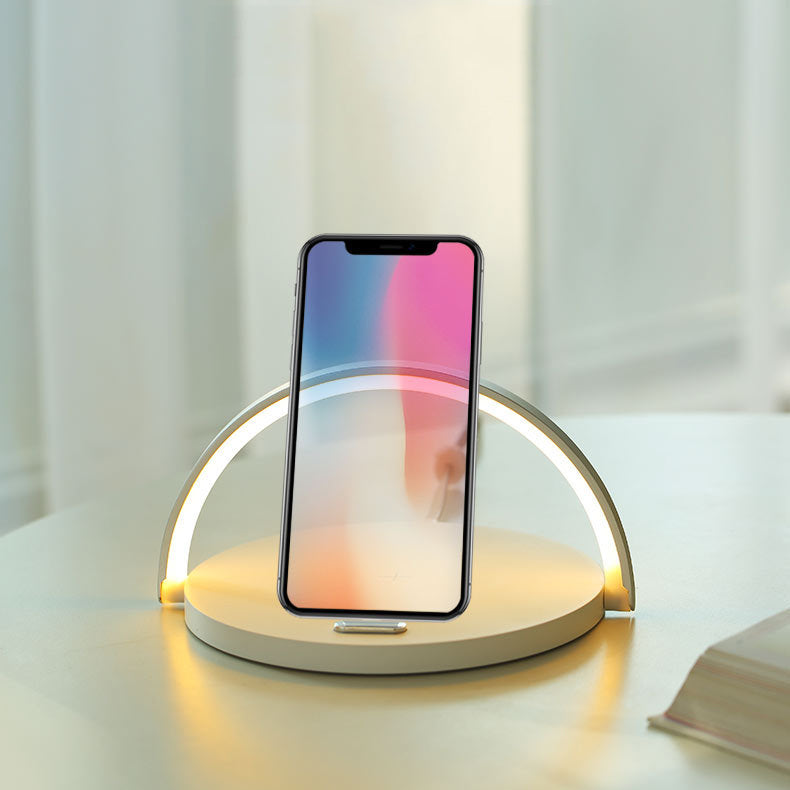 Wood Multi Table Qi Led Light Lamp Mobile Holder Wireless Phone Chargers - Benzie Gifts